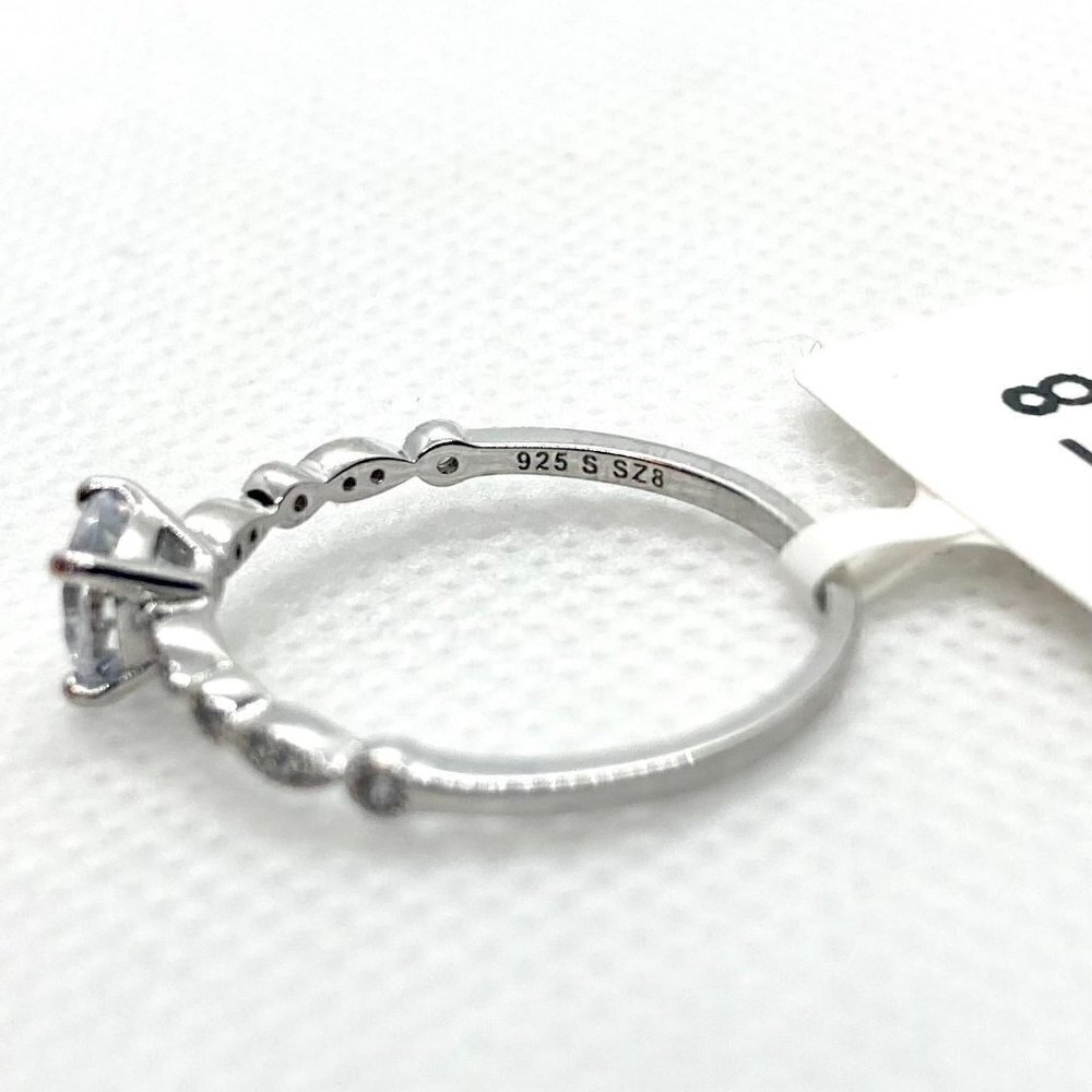 Sterling Silver 925 Round Cut Ring Size 8 - Picture 8 of 12